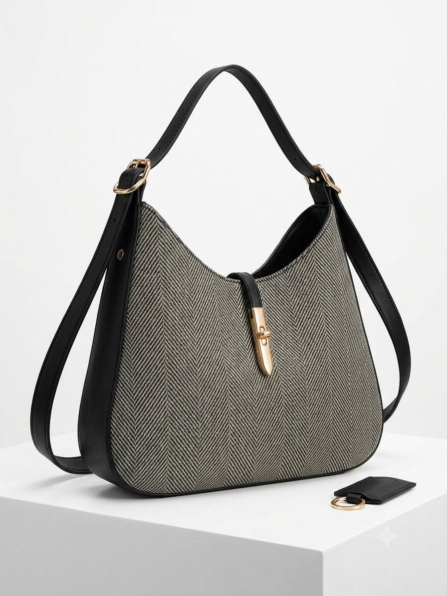 Bag and Co Luxury Chevron Pattern Handbag - Premium Women's Tote and Shoulder Bag for Work and Everyday Casual Wear