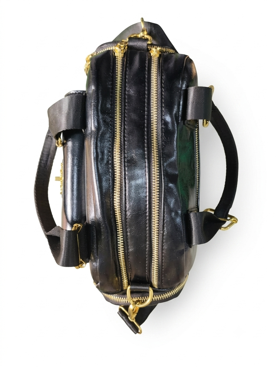Elegant Black Monogram Top-Handle Shoulder Bag – Multi-Compartment Women's Travel & Everyday Handbag with Detachable Strap sling bag