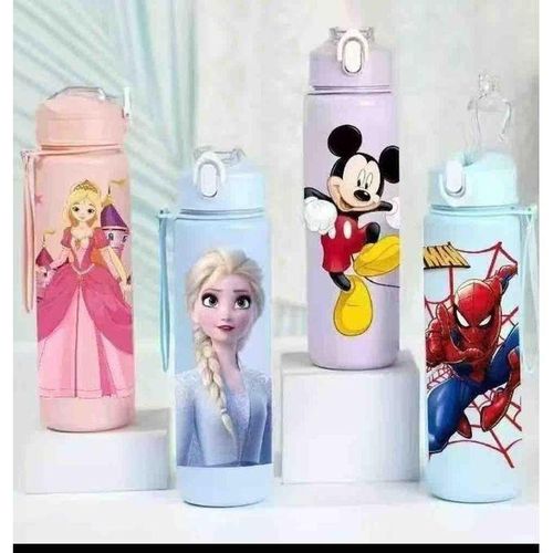 Kids' water bottles Disney 800ml Frozen Elsa, Spiderman, princess & Mickey Mouse Cute Design Leakproof unbreakable Outdoor School kids Water Bottle, Flip-Top Straw Lid, Perfect for school children
