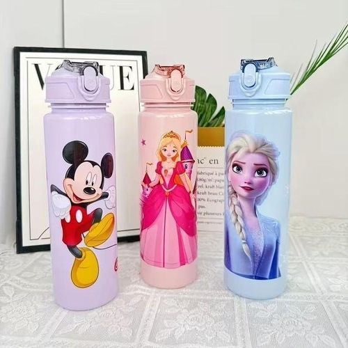 Kids' water bottles Disney 800ml Frozen Elsa, Spiderman, princess & Mickey Mouse Cute Design Leakproof unbreakable Outdoor School kids Water Bottle, Flip-Top Straw Lid, Perfect for school children