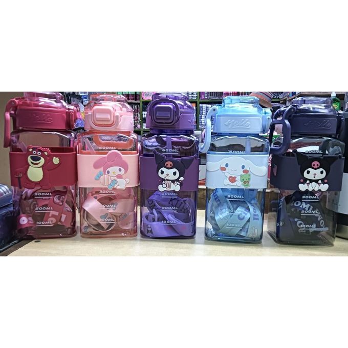 1PC Kids Colorful Double Drink Water Bottle / Dual Nozzle Straw With Strap Kids Water Bottle