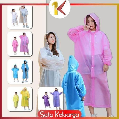 Long EVA Material Plastic Raincoat Waterproof Rain Coat Adults. Free Size Safe & Eco-friendly - The rain poncho is made of an eco-friendly material (100% EVA) MULTI COLOR