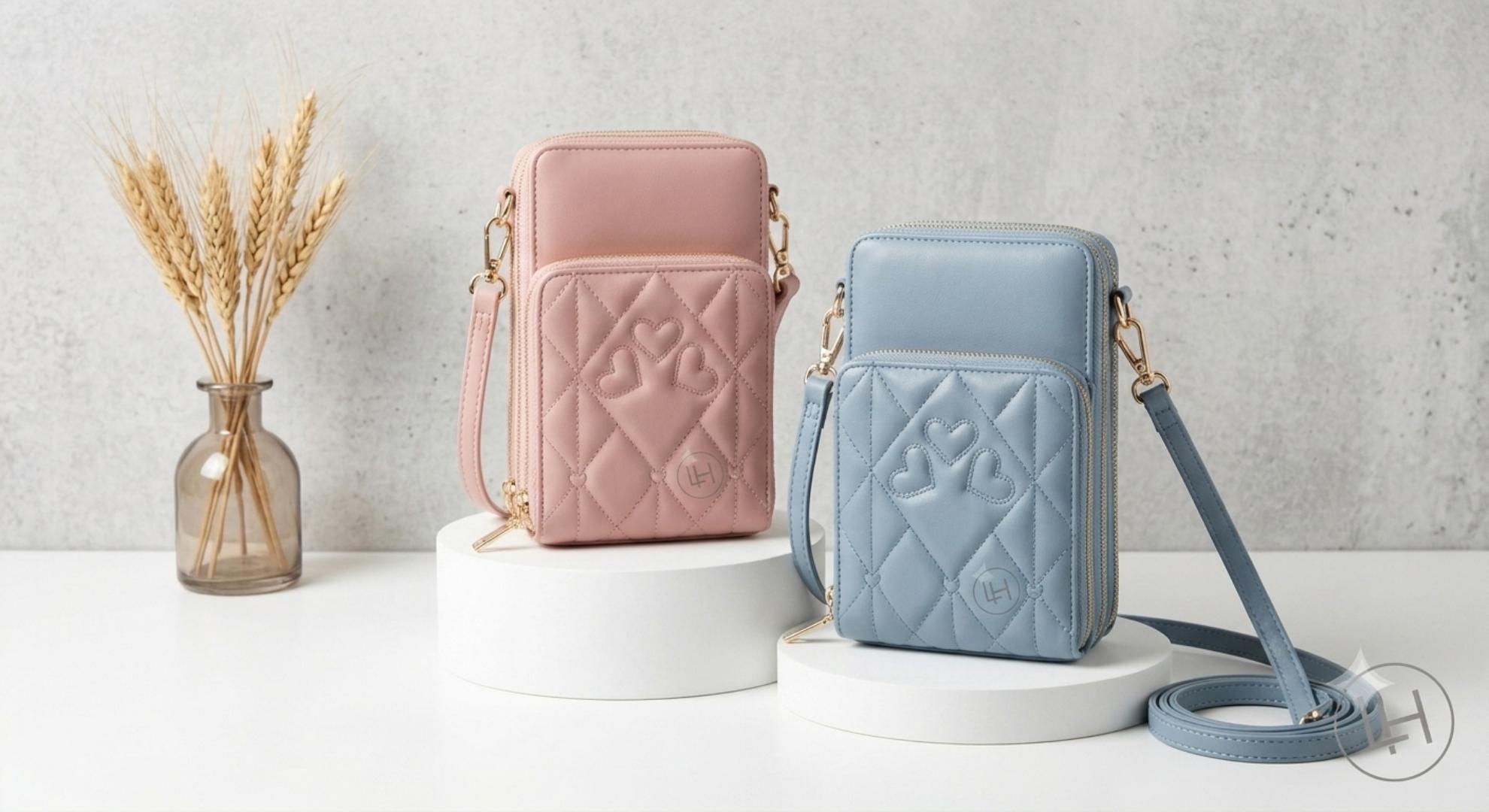 Women's Quilted Crossbody Phone Bag PU Leather Multi-Compartment Wallet Purse with Shoulder Strap