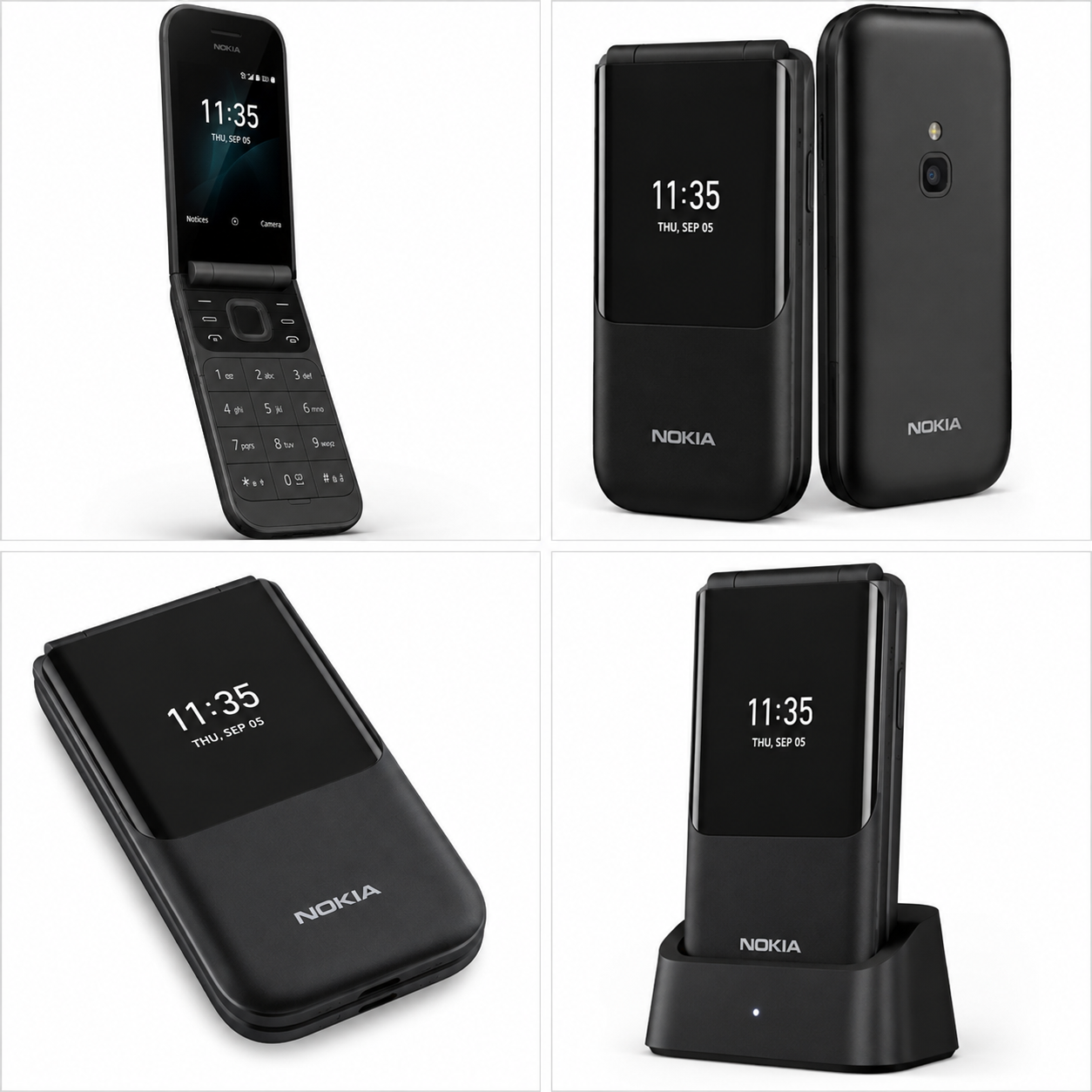 Nokia 2720 Flip Mobile Mobile Phone, Dual Screen, Equipped with 4G Internet - Long Battery Life - Compact and Strong Dual Sim Card 4 GB Internal Memory, 512 MB RAM, Dual SIM Featured