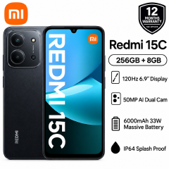 XIAOMI Redmi 15c - 6.88" - 16GB RAM - 256GB(8+8 Extended)| 6000mAh Big Battery 33W Fast Charge | 6.9 Inch 120Hz Display 50MP AI Camera | Android 15 4G Dual SIM Smart Phones