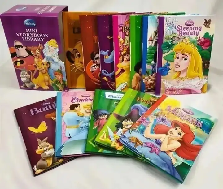 12pcs Disney Mini storybook library set-hard cover kids story books Mickey frozen princess collection
