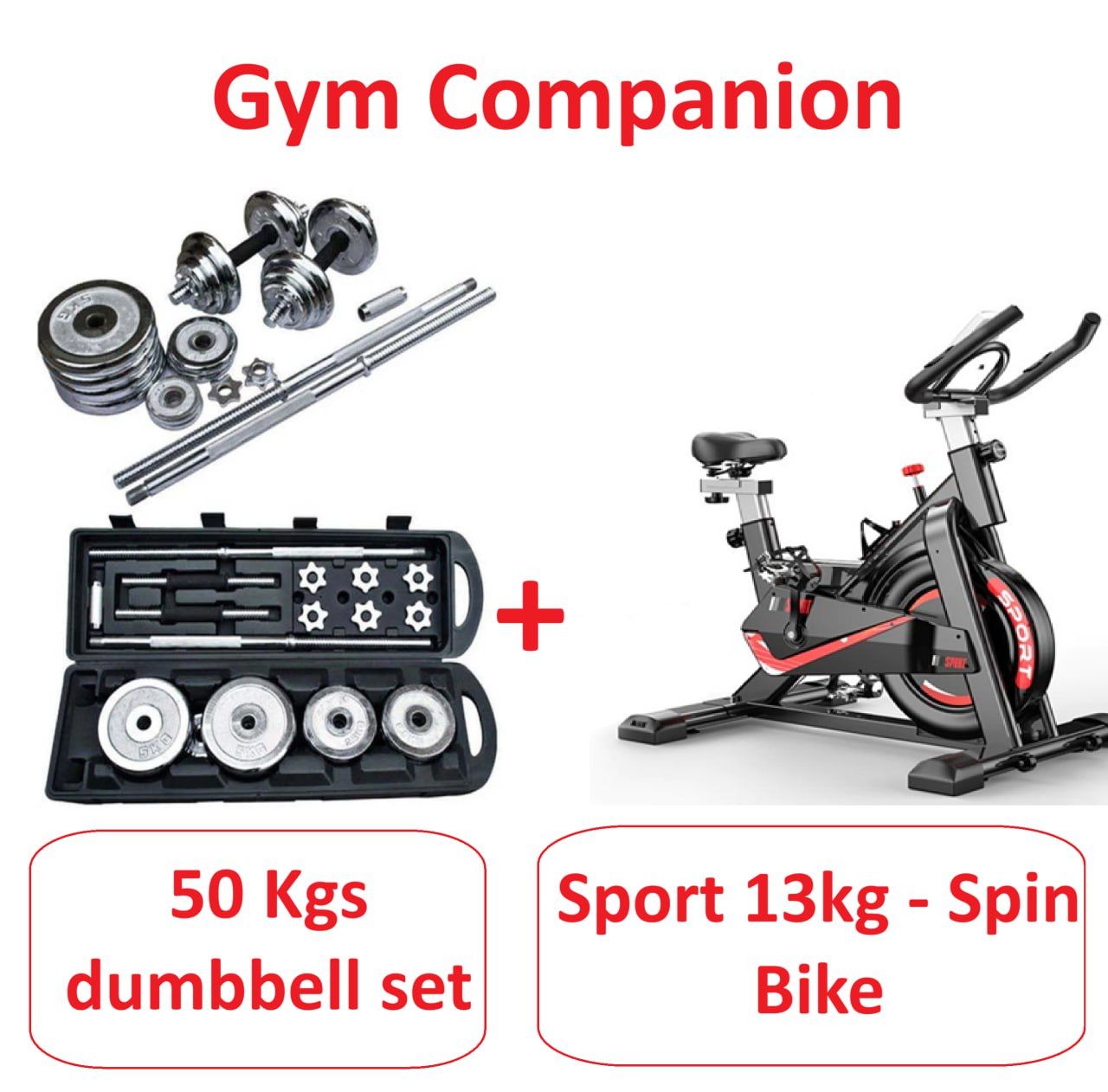 York Chrome 50KG Adjustable Dumbbell Set + Sport 13kg FlyWheel Indoor Cycling Exercise Spin Bike