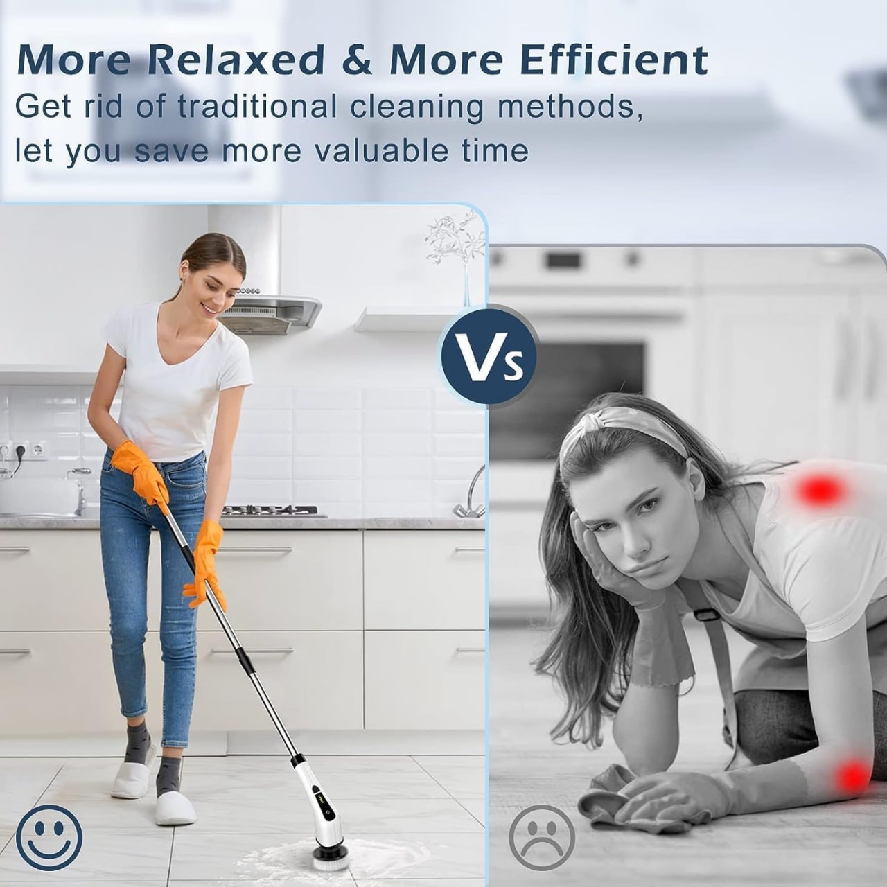IPX7 Waterproof with 7 Reusable Brush Heads & Extendable Handle, for Bathroom Toilet Shower Kitchen Wall Tile Floor Grout