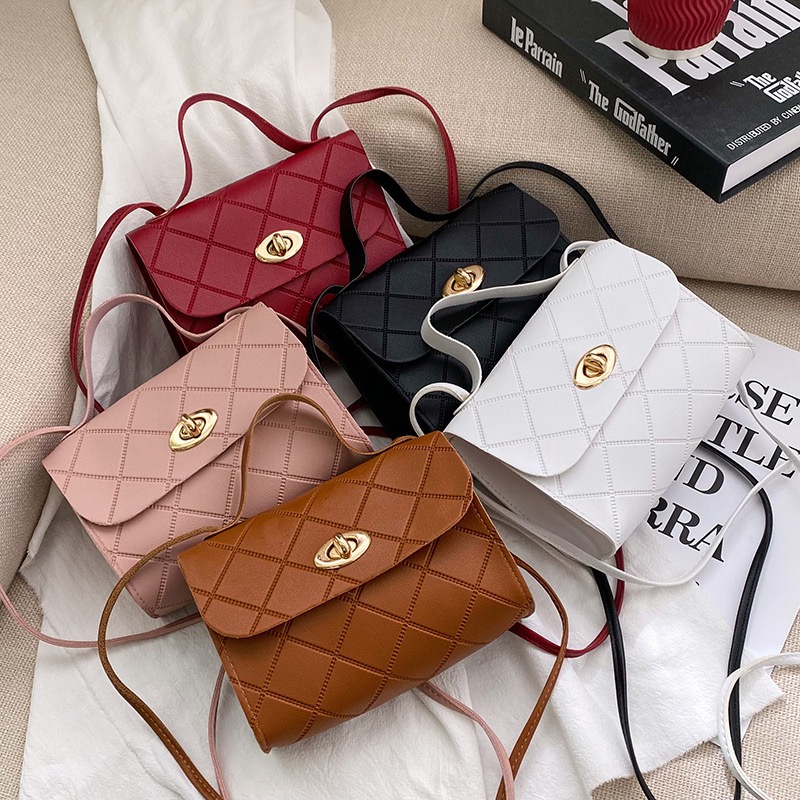 Elegant Ladies Quilted Turn‑Lock  Crossbody Bag, PU Leather Multi‑Purpose Handbag, Ladies Shoulder & Top‑Handle Purse for Daily Use, Aelita Boutique