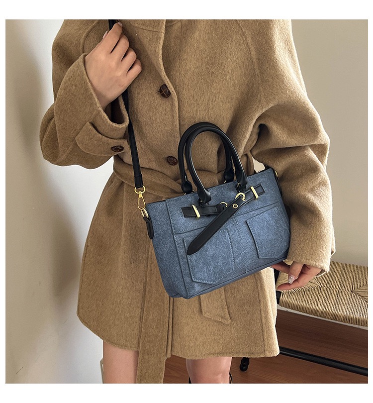 Elegant Ladies Vintage Denim Fabric Top‑Handle Bag with Removable Strap, Casual Multi-purpose Shoulder Bag Mom Bag Travel Bag Work Purse, Women Large Capacity Daily Shopping Handbag, Aelita Boutique