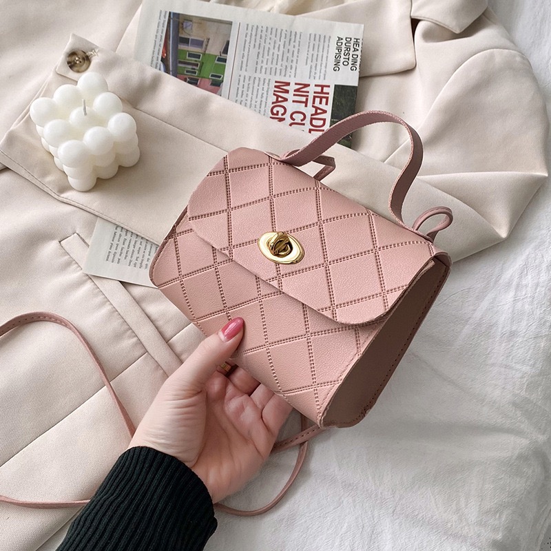 Elegant Ladies Quilted Turn‑Lock  Crossbody Bag, PU Leather Multi‑Purpose Handbag, Ladies Shoulder & Top‑Handle Purse for Daily Use, Aelita Boutique