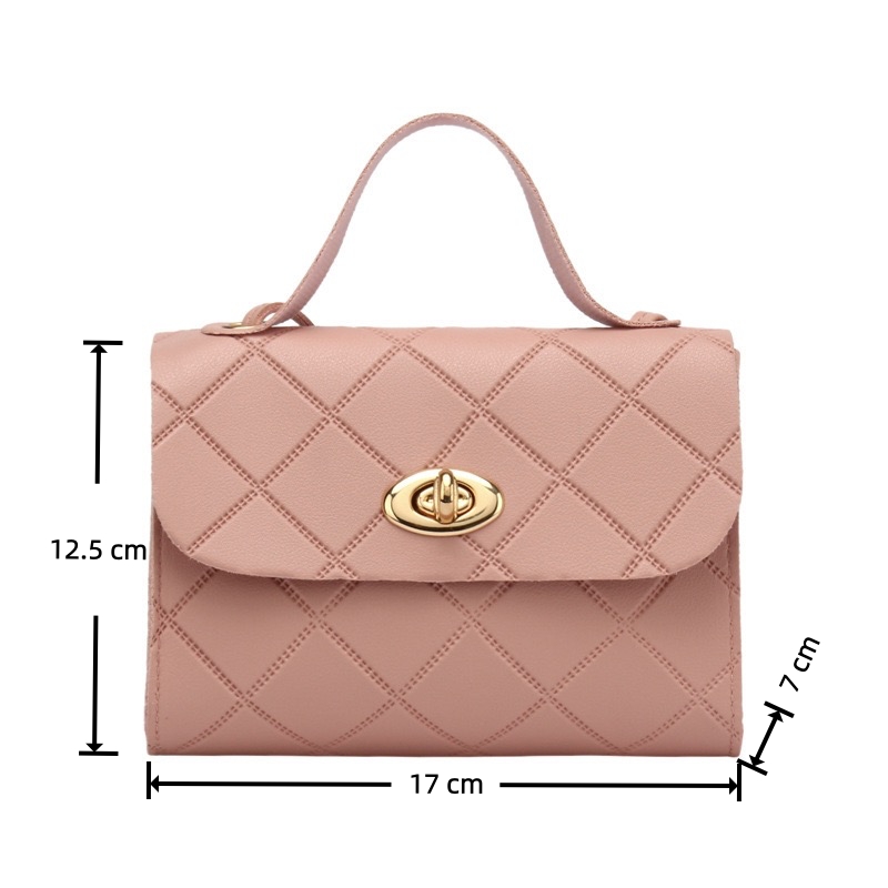 Elegant Ladies Quilted Turn‑Lock  Crossbody Bag, PU Leather Multi‑Purpose Handbag, Ladies Shoulder & Top‑Handle Purse for Daily Use, Aelita Boutique