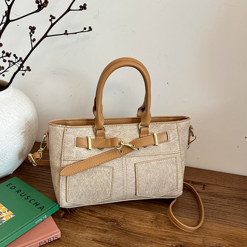 Elegant Ladies Vintage Denim Fabric Top‑Handle Bag with Removable Strap, Casual Multi-purpose Shoulder Bag Mom Bag Travel Bag Work Purse, Women Large Capacity Daily Shopping Handbag, Aelita Boutique