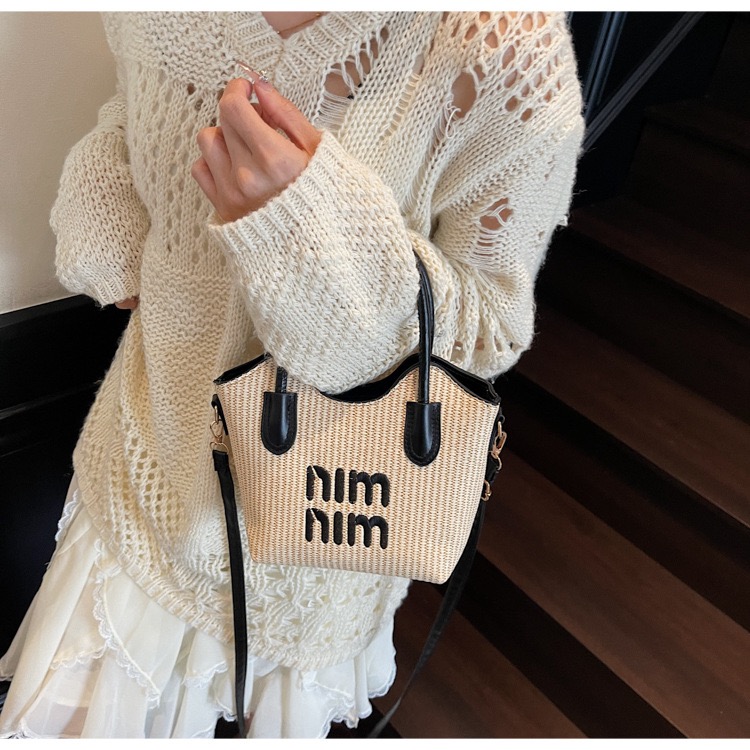 Elegant Ladies Woven PU Top‑Handle Bag, Embroidery Handbag with Detachable Crossbody Strap, Women Casual Shoulder  BagWork Purse,Daily Shopping Handbag, Aelita Boutique