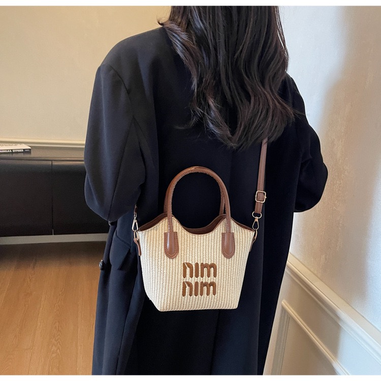 Elegant Ladies Woven PU Top‑Handle Bag, Embroidery Handbag with Detachable Crossbody Strap, Women Casual Shoulder  BagWork Purse,Daily Shopping Handbag, Aelita Boutique