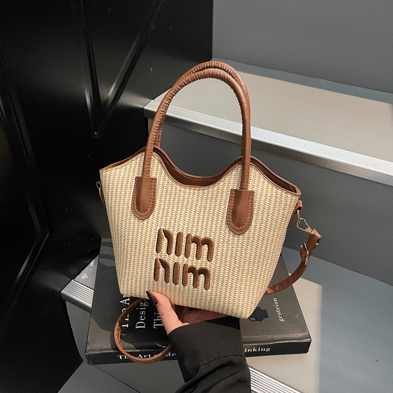 Elegant Ladies Woven PU Top‑Handle Bag, Embroidery Handbag with Detachable Crossbody Strap, Women Casual Shoulder  BagWork Purse,Daily Shopping Handbag, Aelita Boutique