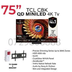 TCL 75C8L 75 Inch Premium SQD Mini LED Smart Google TV 2025 Model – 4K UHD HDR, 144Hz Refresh Rate, Dolby Vision, Dolby Atmos, Bang & Olufsen Audio, HDMI 2.1 – Free Gifts, 1 Year Warranty