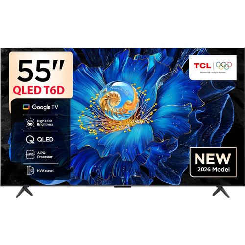 TCL 55T6D 55 Inch Premium QLED Smart Google TV 2026 Model – 4K UHD HDR Display, Dolby Vision & Dolby Atmos, Wi-Fi & Bluetooth, Frameless Slim Design, Streaming Apps – 1 Year Warranty