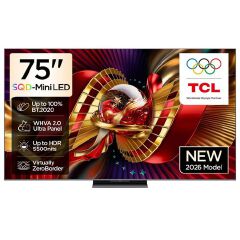 TCL 75C8L 75 Inch Premium SQD Mini LED Smart Google TV 2025 Model – 4K UHD HDR, 144Hz Refresh Rate, Dolby Vision, Dolby Atmos, Bang & Olufsen Audio, HDMI 2.1 – Free Gifts, 1 Year Warranty