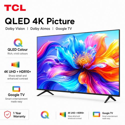 TCL 55T6D 55 Inch Premium QLED Smart Google TV 2026 Model – 4K UHD HDR Display, Dolby Vision & Dolby Atmos, Wi-Fi & Bluetooth, Frameless Slim Design, Streaming Apps – 1 Year Warranty
