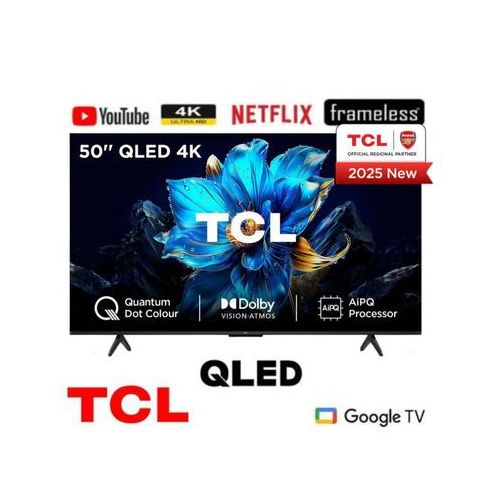 TCL 50T6D 50 Inch Premium QLED Smart Google TV 2026 Model – 4K UHD HDR Display, Dolby Vision & Dolby Atmos, Wi-Fi & Bluetooth, Frameless Slim Design, Streaming Apps – 1 Year Warranty