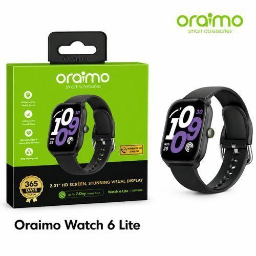 Oraimo Watch 6 Lite Smartwatch – 1.69" HD Display, Bluetooth Connectivity, Heart Rate & SpO2 Monitor, Fitness Tracking, Long Battery Life, IP68 Waterproof – 1 Year Warranty