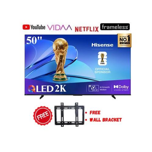 Hisense 50Q5SKEN 50 Inch Smart TV, 2K QLED FHD Frameless TV, Hisense 50 Inch QLED TV, VIDAA Smart TV, Dolby TV, Full HD Smart TV, Frameless Television, Hisense QLED TV