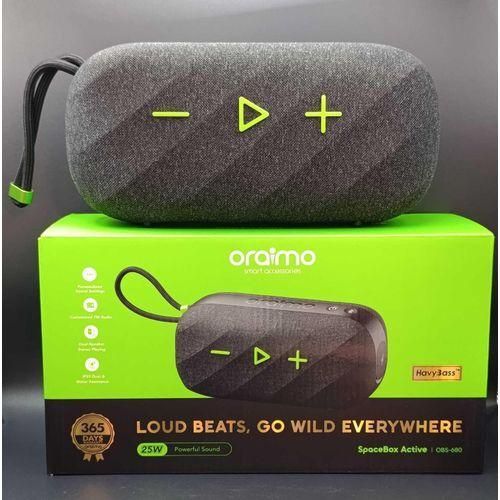 Oraimo SpaceBox Active 25W Bluetooth Speaker, Powerful HavyBass Sound, IP55 Waterproof & Dustproof, Up to 14H Playtime, RGB Lights, TWS Stereo Pairing, Portable Wireless Speaker