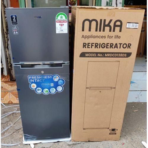 Mika 138 Litres Double Door Refrigerator, Compact 2 Door Fridge with Freezer Compartment, Spacious Food Storage, Energy Efficient Home Kitchen Fridge for Apartment & Office