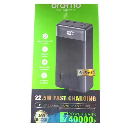 Oraimo PowerBox 400 Vision OPB-7400Q 40000mAh 22.5W Fast Charging Power Bank with Digital Display, USB-A & Type-C Ports, PD & QC3.0
