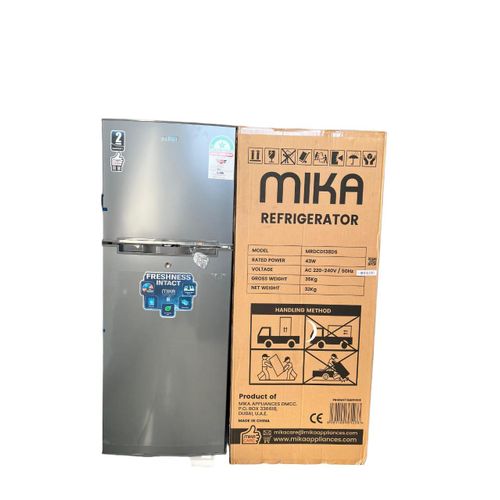 Mika 138 Litres Double Door Refrigerator, Compact 2 Door Fridge with Freezer Compartment, Spacious Food Storage, Energy Efficient Home Kitchen Fridge for Apartment & Office
