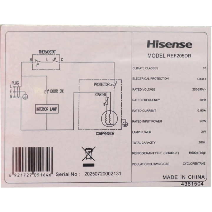 Hisense REF205DR 205L Double Door Refrigerator with Water Dispenser, Spacious Fridge & Freezer, Energy Saving Cooling, Silver – 1 Year Warranty