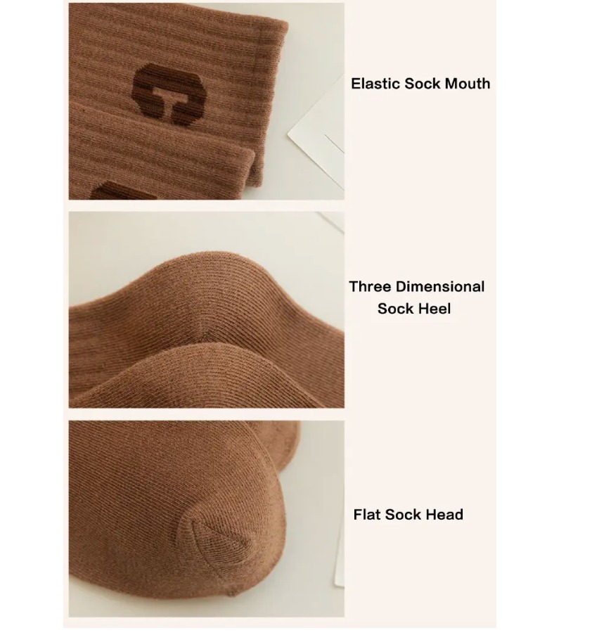Socks 5 Pairs Cotton Stockings Bling Ladies Trend All-fit Mid-tube Socks Autumn Winter Vertical Bar Letter Kinematic Growth Socks women clothes