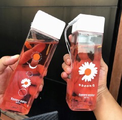 Quality Small Daisy Transparent Plastic Water Bottles PP Creative Frosted Water Bottle Kitchen Water Bottles