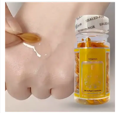 90pcs Vitamin E Capsules Face Serum Spot Facial Acne Removing Essence Anti Ageing Wrinkles Moisturizing Nutrition Whitening Brightening Anti-Freckle Face Serum Face Care