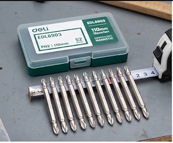 Screwdriver Bits PH2 110mm Double End 10Pcs Set EDL6903