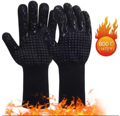 Barbeque fireproof gloves. Provides reliable protection against burns and heat exposure, reducing the risk of injury while grilling, smoking, or cooking with high heat.
