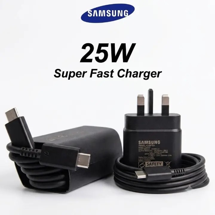 Samsung 25W Super Fast Charger 25 W Adapter With Type C To C Output For Galaxy A05, A05s, A14, A15, A23, A24, A25, A33, A34, A35, A53, A54, A55, A73, A74, A75 And All Type C Device Type C Charger