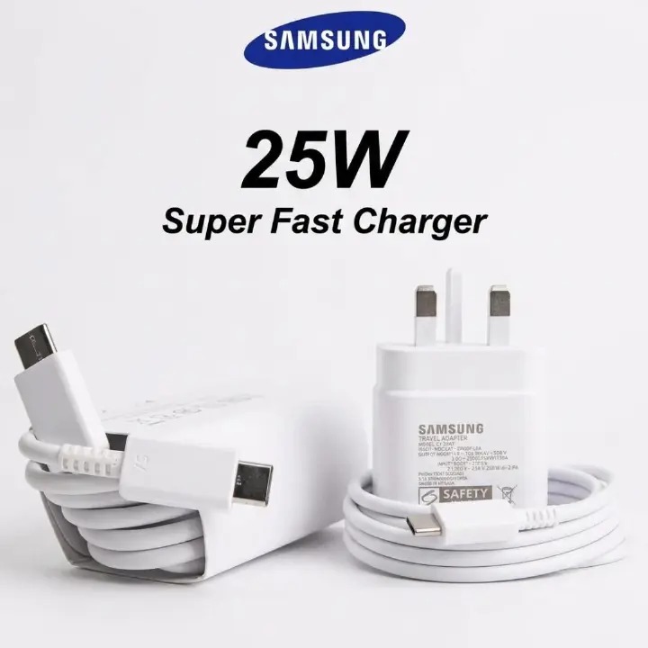 Samsung 25W Super Fast Charger 25 W Adapter With Type C To C Output For Galaxy A05, A05s, A14, A15, A23, A24, A25, A33, A34, A35, A53, A54, A55, A73, A74, A75 And All Type C Device Type C Charger