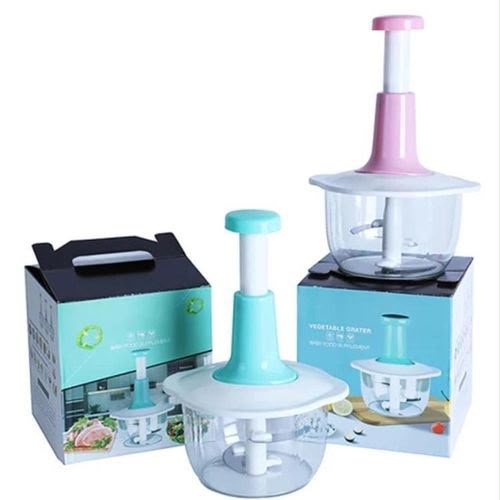 Manual Hand Push Vegetable Chopper Mincer Dicer, Food Processor Chopper, Manual Food Processor, Sharp Blades Chopper, Mixer Cutter For Onion, Salad, Tomato, Garlic, Large Vegetable & All