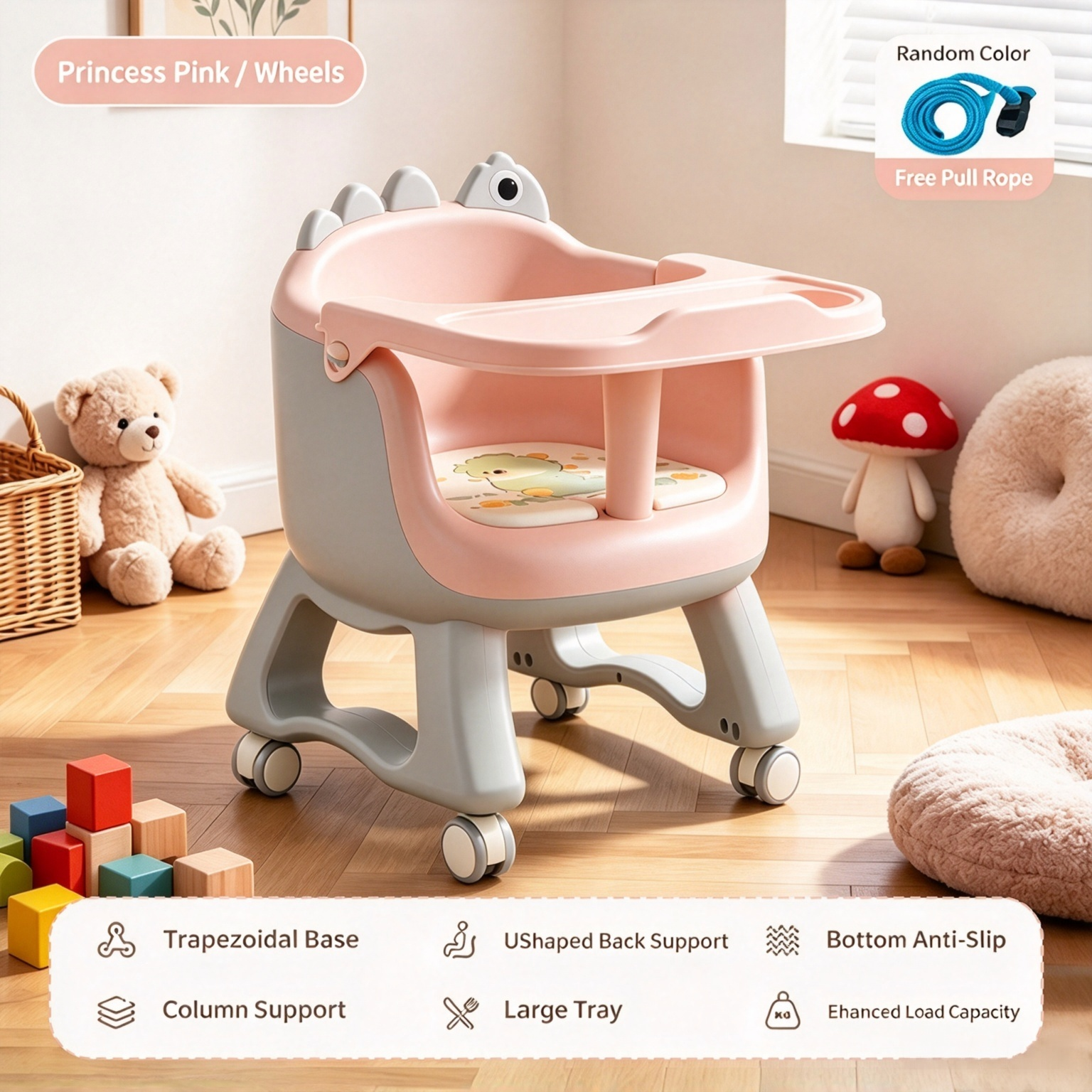 Multifunctional Detachable Toddler Squeaky Dining Chair, Baby Household Backrest Seat Kids Small Stool