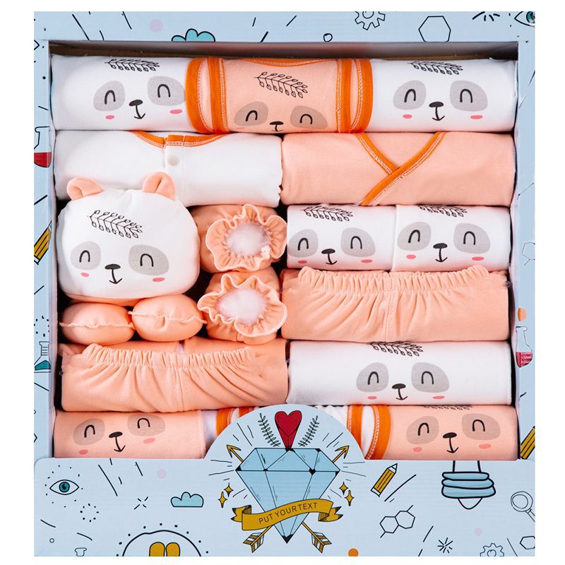 Autumn Pure‑Cotton Newborn Baby Gift Box Set, Complete Layette Clothing Kit Full‑Moon Baby Shower Present for Infant