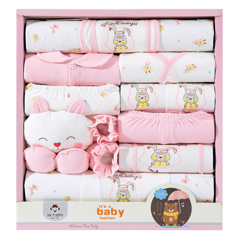 Autumn Pure‑Cotton Newborn Baby Gift Box Set, Complete Layette Clothing Kit Full‑Moon Baby Shower Present for Infant