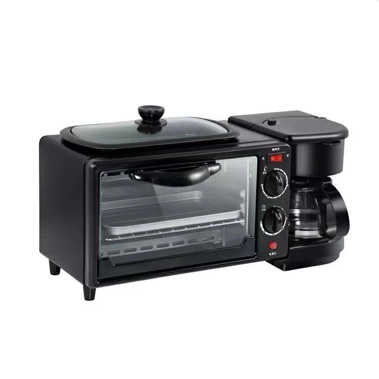 3‑in‑1 Multifunctional Household Breakfast Machine, Mini Toaster Oven with Coffee Maker & Frying Pan, AC110‑220V