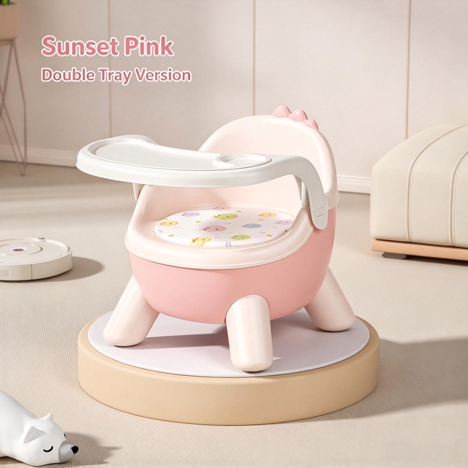 Cute Dinosaur Shape Kids Plastic Chair, Toddler Dining Seat with Backrest, Household Baby Feeding Chair Stool