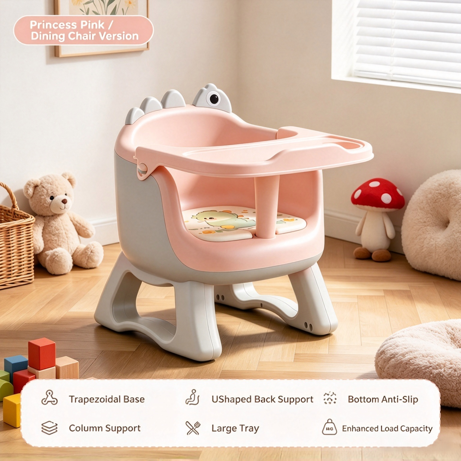 Multifunctional Detachable Toddler Squeaky Dining Chair, Baby Household Backrest Seat Kids Small Stool