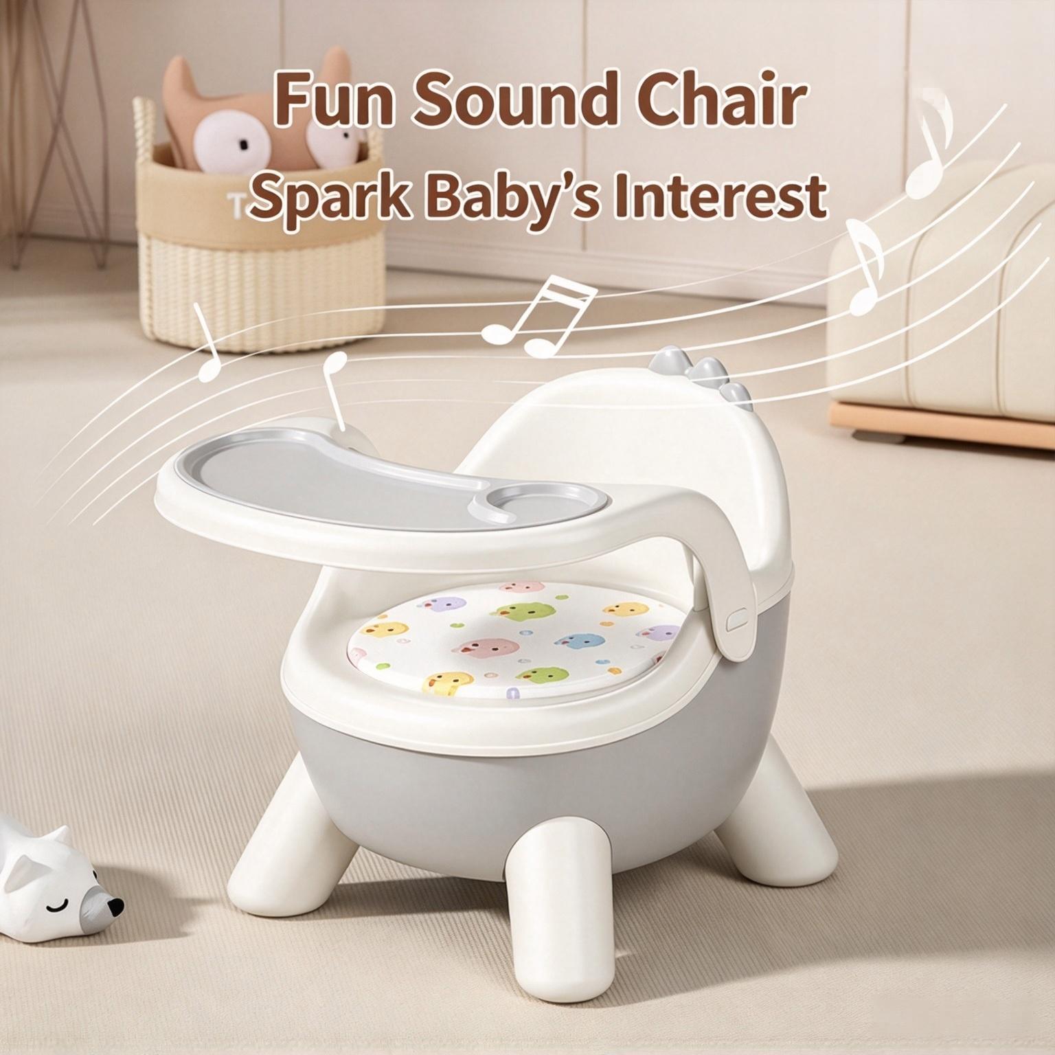 Cute Dinosaur Shape Kids Plastic Chair, Toddler Dining Seat with Backrest, Household Baby Feeding Chair Stool