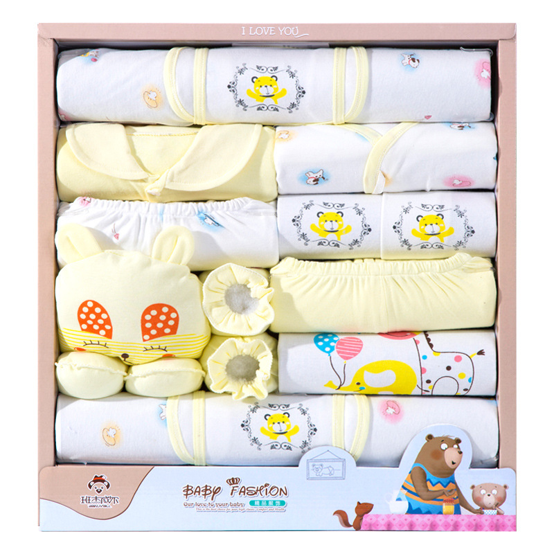 Autumn Pure‑Cotton Newborn Baby Gift Box Set, Complete Layette Clothing Kit Full‑Moon Baby Shower Present for Infant
