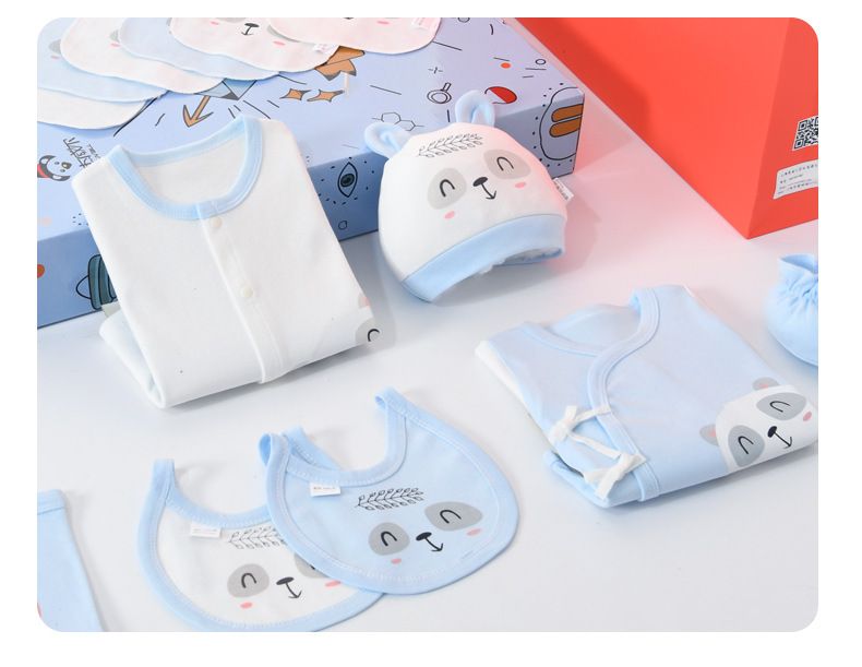 Autumn Pure‑Cotton Newborn Baby Gift Box Set, Complete Layette Clothing Kit Full‑Moon Baby Shower Present for Infant