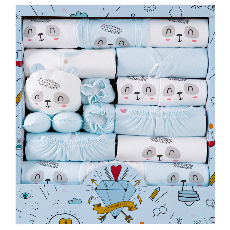 Autumn Pure‑Cotton Newborn Baby Gift Box Set, Complete Layette Clothing Kit Full‑Moon Baby Shower Present for Infant